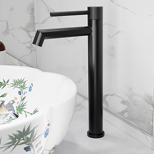 inart ss-304 extra tall pillar tap for wash basin  12 inch high neck table top tap with 334 extended thread  long basin faucet pillar cock  7 years warranty black matt