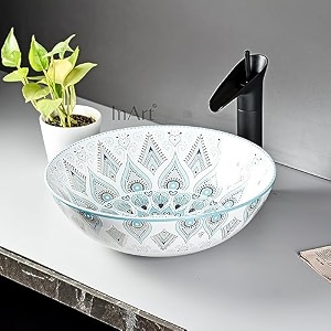 inart table top wash basin - mexican design ceramic 405 x 405 cm 16 x 16 x 5 inch elegant modern contemporary style