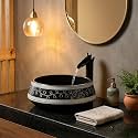InArt Round Ceramic Table Top Wash Basin – Stylish &amp; Functional Design for Modern Bathrooms Black Color