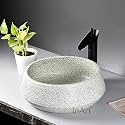 InArt Light Green Speckled Ceramic Table Top Washbasin for Bathroom, Matt Round Counter Top Wash Basin, Above Counter Vanity Bathroom Sink for Home, Hotel and Restaurant