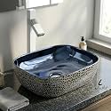 InArt Ceramic Wash Basin Counter or Table Top 45x32 CM Silver Black 18 x 13 x 5.5 Inches