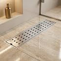 InArt Cubical Shower Drain Channel | 12 × 4 Inches | 304 Stainless Steel Shower Water Drain Channel | Floor Drain Jali with Collar | Side Hole