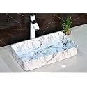 InArt Ceramic Grey White Designer Table Top Wash Basin, 24 x 14 x 4.5 Inches, Ideal for Bathroom and Cabinet Use
