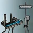 InArt LED Thermostatic Shower Panel - Matte Black Rainfall Mixer, Easy Wall-Mount, Single Lever, Versatile Modes for Modern Bathrooms