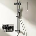 Inart Luxury Shower Panel - Elegant Black 3-in-1 Wall Mixer with Single Lever, Hand &amp; Overhead Square Shower, Easy Installation (Black 1)