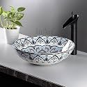 InArt Mexican Ceramic Round Modern Table Top Wash Basin Design 40.5 x 40.5 CM (Blue Mexican Design)