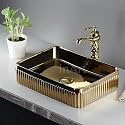 InArt Premium Ceramic Table Top Wash Basin 48x34CM - Modern Design - Perfect for Home &amp; Bathroom Decor (Rose Gold)