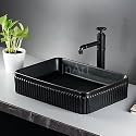 InArt Premium Ceramic Table Top Wash Basin 48x34CM - Modern Design - Perfect for Home &amp; Bathroom Decor (Black Matt)
