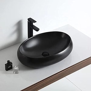 inart black matt ceramic table top washbasin for bathroom matt oval counter top wash basin above counter vanity bathroom sink for home hotel and restaurant