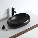 InArt Black Matt Ceramic Table Top Washbasin for Bathroom, Matt Oval Counter Top Wash Basin, Above Counter Vanity Bathroom Sink for Home, Hotel and Restaurant