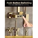 InArt Brass Rainfall Shower Panel Faucets Set Wall Mounted Rain Shower Faucet with Rack Bath Wall Mixer Tap Hot Cold with Hand Shower Gold (Gold)