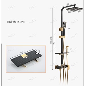 inart shower panel for bathroom - wall mixer 3 in 1 shower set luxury panels single lever hot and cold with handshower faucet spout black matt complete washroom showers