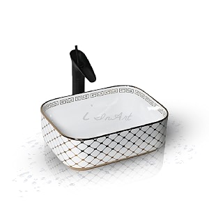 inart table top wash basin design 40 x 30 cm counter basin gold color