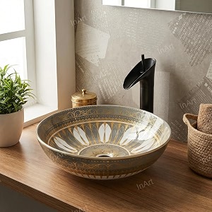 inart table top wash basin design 405 x 405 cm green mexican design
