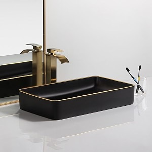 inart forest green ceramic table top washbasin for bathroom matte rectangular counter top wash basin 60 x 34 x 11 cm