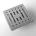 InArt Grid 5x5 Inch Flat Cut Floor Drain Jali | 304-Grade Stainless Steel Bathroom Drainer with Anti-Cockroach Trap - 5 Year Warranty