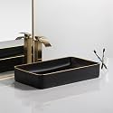 InArt Forest Green Ceramic Table Top Washbasin for Bathroom, Matte Rectangular Counter Top Wash Basin, 60 x 34 x 11 cm