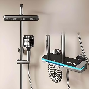 inart thermostatic shower set stainless steel and brass gun grey rainfall shower head hand shower bidet gun and tub spout