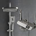 InArt Thermostatic Shower Set, Stainless Steel &amp; Brass, Gun Grey, Real-Time Water Temperature Display, Rainfall Showerhead, Hand Shower, Bidet Gun, Tub Spout