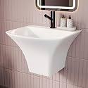 InArt Wall Hung Premium Ceramic Wash Basin with Slim Rim for Bathroom, 19 x 17 x 13 Inch Half Pedestal, (White, Polished Finish)
