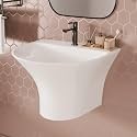 InArt Wall Hung Premium Half Pedestal Ceramic Wash Basin/Vessel Sink for Bathroom 19 X 17 x 7 Inch White Color