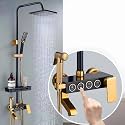 InArt Wall Mixer Shower Panel: SS304 Stainless Steel, Multi-Mode Rainfall & Waterfall, Black and Gold Finish, Easy Install, Complete Set - Black Gold Color