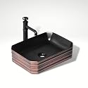 InArt Wash Basin Bathroom Toilet- Living Room - Dining - Hall - Kitchen - Tabletop Washbasin - Imported Ceramic Glossy Washbasins - Basins For Bathrooms - 457X332X120mm (Antique Baronze Finish)