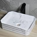 InArt Wash Basin Bathroom Toilet- Living Room - Dining - Hall - Kitchen - Tabletop Washbasin - Imported Ceramic Glossy Washbasins - Basins For Bathrooms - 457X332X120mm (Marble Finish)