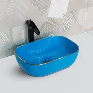 inart wash basin table top design blue color 455 x 32 cm counter basin
