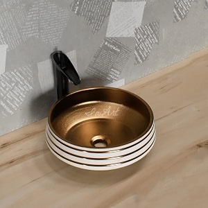 inart wash basin table top design white antique gold color 41 x 41 cm counter basin
