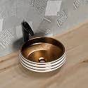 InArt Wash Basin Table Top Design White Antique Gold Color 41 x 41 CM Counter Basin