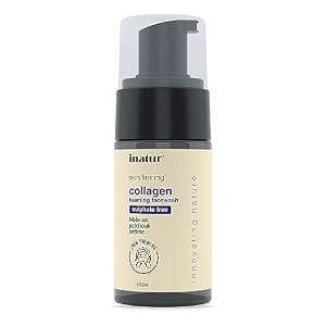inatur collagen foaming face wash  anti-aging amp hydrating cleanser  helps brightens skin reduces fine lines amp wrinkles  with patchouli amp hibiscus  nourished amp glow  for dry skin  100ml