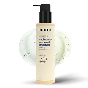 inatur niacinamide face wash with zinc pca  anti-acne formula  for normal oily amp acne-prone skin  deep cleansing amp hydrating  sulfate-free amp nourishing  suitable for all skin types  100ml