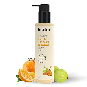 inatur vitamin c face wash  cleanse hydrate amp glow  with hyaluronic acid turmeric amp amla  skin brightening amp refreshing  for all skin types  nourishing amp revitalizing  for men amp women  100ml