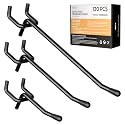 INCLY 120 Pack 2/4/6 Inch Black Pegboard Hooks, 1/4" Heavy Duty
