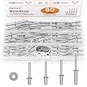 INCLY 80Pcs 1/4 Inches Pop Rivets Assortment Kit with Washers