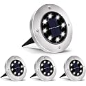 INCX Solar Lights Outdoor Waterproof, Cold White, 4 Pack Ground Lights