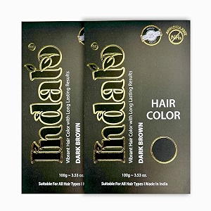 indalo natural dark brown hair colour herbal based ammonia free with brahmi shikakai amla amp baheda  natural conditioning anti dandruff amp long lasting hair color for women and men  100gm each pack of 2