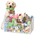 Kaiferty Indestructible Dog Toy basket, Large Toy Box for Dogs,Pet Toy Bin Dog Metal Basket for Toys, Toy Storage Organizer, Toy Box for Living Room Area (White)