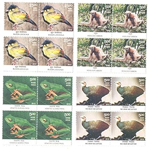 india 2012 endemic species of indian biodiversity hotspots set of 4 blocks of 4 stamps each in all 16 stamps mint unhinged