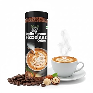 india flavour hazelnut coffee plastic bottle rich instant coffee powder no chicory  100 gm coffee 50 servings