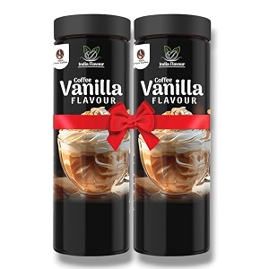 india flavour vanilla coffee plastic bottle  smooth instant coffee powder no chicory  200 gm coffee 50 servings
