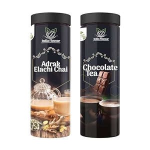 india flavour aromatic blends adarak elaichi tea and chocolate tea combo pack for relieving stress flavoured chai100 gram each set of 2