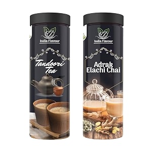 india flavour aromatic blends adarak elaichi tea and tandoori tea combo pack for relieving stress flavoured chai 100 gram each pack of 2