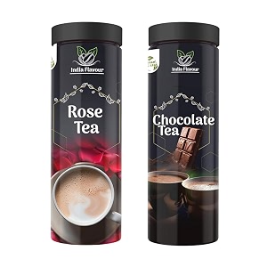 india flavour aromatic blends chocolate tea and rose tea combo pack for relieving stress flavoured chai100 gram each set of 2
