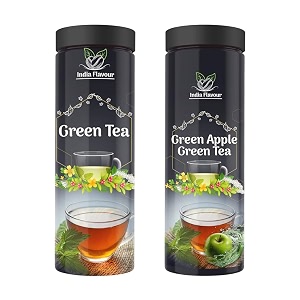 india flavour green tea amp apple combo - 2 x 100g  refreshing amp fruity  boosts metabolism supports weight loss  premium whole leaf from assam