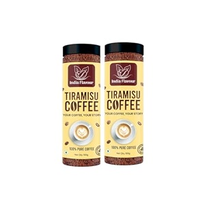 india flavour tiramisu coffee instant flavoured coffee powder - 100 cups in 200g  italian dessert-inspired  hot amp cold coffee  agglomerated instant coffee 100 gram each pack of 2 tiramisu