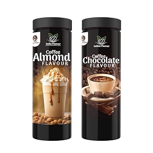 india flavour aromatic flavoured instant hot and cold almond coffee and chocolate coffee combo pack for relieving stress 100 gram each set of 2