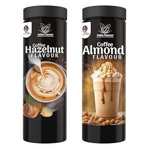 india flavour aromatic flavoured instant hot and cold hazelnut coffee and almond coffee combo pack for relieving stress 100 gram each set of 2