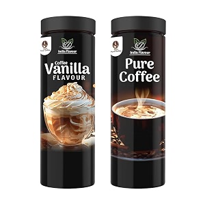 india flavour aromatic flavoured instant hot and cold pure coffee and vanilla coffee combo pack for relieving stress 100 gram each set of 2